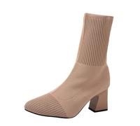 Allbestop Chaussures Femme Confort Chic, Bottines à Talons Hauts Bottes Orthopédiques Imperméables Et Chaudes en Fourrure Women Boots Imperméable Boots Neige Femme Chaussures(Kaki,37)