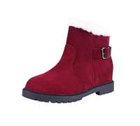 Allbestop Chaussures Femme Confort Chic, Bottines Formelle pour Femme avec Sangle de Boucle Bottes Punk pour Women Snow Boots Imperméable Boots Neige Chaussure Remonte(Rouge,40)