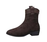 Allbestop Chaussures Femme Confort Chic, Bottines Punk à Lacets Femme Bottes Plateforme pour Women's Plush Lined Mid-Calf Snow Boots Bottes de Neige Botas à Plateforme de Talon Carré Para(Marron,40)