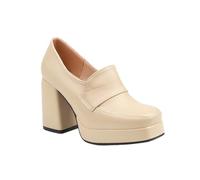 Allbestop Chaussures Femme Élégantes Chaussures Mary Jane rétro à Bout carré et Petit Talon épais, à Enfiler, pour Un Confort Optimal au Quotidien et pour Les Occasions spéciales (Beige,44)