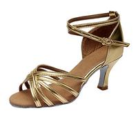 Allbestop Chaussures Femme Mode Latin Dancing Shoes femmes Ballroom Dance sandales Prom sandales pour femmes(Or,39)
