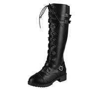 Allbestop Chaussures Femme Talon, Bottes Cuissardes Cuir Botte au Dessus Du Genou Femme Bottes Haute Talon Carré Cavalières Cuir Country en(Noir,43)