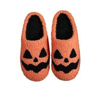 Allbestop Chaussures Femmes Citrouille Halloween Automne et Hiver Couples Maison Mignon Dessin animé Semelle épaisse Pantoufles antidérapantes Cales pour Femmes Talons Bottillons(Orange,41)