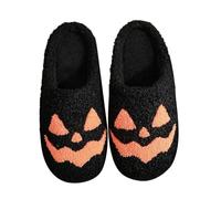 Allbestop Chaussures femmes citrouille Halloween automne et hiver couples maison mignon dessin animé semelle épaisse pantoufles antidérapantes Cales Pour Femmes Talons Bottillons(Noir,43)