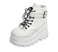Allbestop Chaussures Mode et Sport pour Femmes, Ant Bottines Confortable Botas à Plateforme de Talon Carré Para Mujer Bottes Femme Mollet Large Bottes de Neige Femme Women's Winter Snow(Blanc,40)