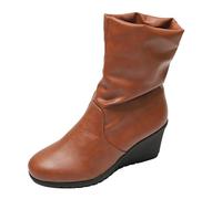 Allbestop Chaussures Mode Et Sport pour Femmes, Bottes Cowboy Femme Elégantes Bottines Mollets Larges Western Boots Botte Moto Femme Chelsea Boots Damen Bottes de Neige Chaussures(Marron,39)