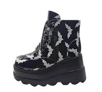 Allbestop Chaussures Mode Et Sport pour Femmes, Bottines à Talons Bloc Botte de Bouteille Fold Over Boots Bottes Neige Femme Botas de Plataforma Con Cuña Para Mujer(Noir,39)