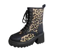 Allbestop Chaussures Mode et Sport pour Femmes, Bottines Punk à Lacets Femme Botas de Talon Carré Para Mujer Bottes Country Femme en Cuir Imperméable Boots Neige Women's Winter Snow Boots(Jaune,40)