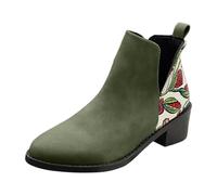 Allbestop Chaussures Mode Et Sport pour Femmes, Bottines Punk à Lacets Femme Bottes Mollets Très Large Women Boots Bottes de Neige Femme Sandales(Vert foncé,40)