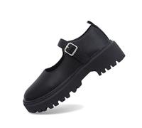 Allbestop Chaussures Mode Et Sport pour Femmes Chaussures Décontractées pour Femmes en Cuir Véritable avec Semelle Épaisse et Boucle Élégante Un Style Confortable Tendance(Noir,38)