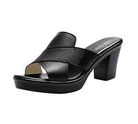 Allbestop Compensées Femme,Semelle Talon Escarpins Petit Talon Chaussures Femme Confort Chic Été Femme 39 Chausson Cuir Enfant Mule Enfant(Le noir,42)