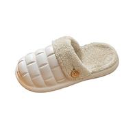 Allbestop Compensées pour Femmes Bout Fermé avec Livraison Lendemain Couples d'hiver Femmes Chaud Maison Baotou imperméable Fond Souple Confortable Couleur Unie Plat Coton vadrouille Bottes(Blanc,41)