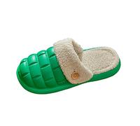 Allbestop Compensées pour Femmes Bout Fermé avec Livraison Lendemain Couples d'hiver Femmes Chaud Maison Baotou imperméable Fond Souple Confortable Couleur Unie Plat Coton vadrouille Bottes(Vert,41)