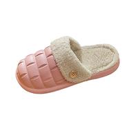 Allbestop Compensées pour Femmes Bout Fermé avec Livraison Lendemain Couples d'hiver Femmes Chaud Maison Baotou imperméable Fond Souple Confortable Couleur Unie Plat Coton vadrouille Bottes(Rose,37)