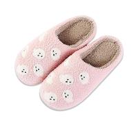 Allbestop Compensées Rouges pour Femmes Bout Fermé Pantoufles imprimées de Vacances pour Couples, Pantoufles Chaudes Hommes et Femmes à la Maison Chaussons Ballerines en Lot(Rose,41)