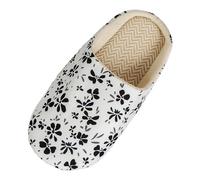 Allbestop Cuir Chaussures pour Femmes, Pantoufles antidérapantes silencieuses, Pantoufles à Fleurs Blanches et Noires Sandales Mode Taille 7(Blanc,36)