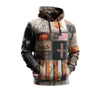 Allbestop Deguisement Halloween Costume Halloween Sweat À Capuche Imprimé Pull-Over Chaud Doublé Polaire Graphique Homme Parfait Mi-Saison Automnale Hivernale Coupe Décontractée(Other,5XL)