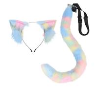 Allbestop Deguisement Halloween Serre-Tête Oreilles De Chat Halloween Ensemble Queue Fourrure Animale Accessoire Costume Femmes Filles Cosplay Anime Courtois Félin(Le noir,Taille unique)