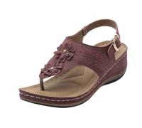 Allbestop Des Sandales Femme Sandales Femmes Confortables Élégantes pour Adolescentes et Filles Pantoufles d'Été Plateforme Plage(Vin,41)