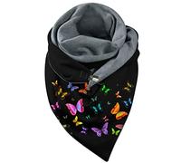 Allbestop Écharpe Chaude Universelle Automne Hiver Batterfly Imprime Élégante Double Couche Boucle Douce Écharpe Confortable Cravate Grise Soie
