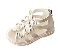 Allbestop Enfant Sandales Fille, Chaussure Orthopédique Fille Chaussures Princesse Nu Pieds Été Confortable Rome Flat Slope Talons Sandales Escamotées Peep Toe Claquettes Enfant Plage Bebe(Beige,34)