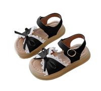 Allbestop Enfants Sandales de Princesse, Sandale Orthopédiques Fille Été Chaussure de Princesse Sandales et Nu-Pieds Fille Rome Flat Slope Talons Escamotées Peep Toe Claquettes Plage Bebe(Noir,27)
