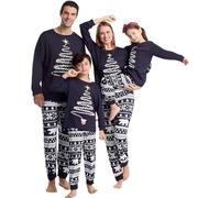 Allbestop Ensemble De Pyjama Assorti,Pyjama en Satin Vêtements Parent - Enfant Pull Noel Manga Ensemble Couple Pyjama De Noel Famille Vêtements De Nuit Homme(Bleu,S)