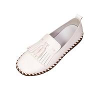 Allbestop Femme Cuir Plat Mocassin Femmes Décontracté Confortable Cuissard Talon Bas Compensé Chaussures Travail(Blanc,36)