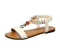 Allbestop Femme Sandale, Sandales Plates et Souples Sandales Bouche de Poisson Chaussure Femme Pied Extra Large Art Chaussures Chaussures Été Confortable Chaussure de Plage(Blanc,37)
