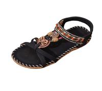 Allbestop Femme Sandale, Sandales Plates Sandales Bouche de Poisson Chaussure Femme Pied Extra Large Chaussures Art Andales Été Confortable Chaussure de Plage(Noir,40)