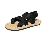 Allbestop Femme Sandales Bout Ouvert, Tongs Cuir Antidérapant Plates Sandales Pantoufles Femme Été Chaussure d'Été Chaussons de Plage Antidérapantes pour Piscine(Noir,36)