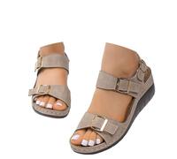 Allbestop Femme Sandales Été Compensées Plateforme, Compensées Femme Chaussure Orthopédique Talon Haut Escarpins Talon Carré Nus Pieds Chaussures d'Été 2025 pour(Grey,34.5)