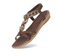 Allbestop Femme Sandales Mode, Sandale Plate Femme Sandales Bouche de Poisson Chaussure Pied Extra Large Art Chaussures Sandale Été Confortable Été Casual Romaines Bout Ouvert Sandals(Brun,36)