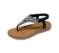 Allbestop Femmes Sandales Chaussures de Plage, Tong Femme Cuir Sandales Plates Pantoufle Été Chaussures Femme Été Confortable Chausson Chaussure Plage(Noir,37.5)