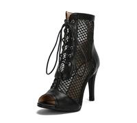 Allbestop Heels Dance Class Bootie Sandales à Talons Hauts Escarpins Escarpins Noir Mesh Stiletto Talons Hauts Sandales à Lacets avec Bouche de Poisson Chaussures de Danse pour Femme Sandale Confort(