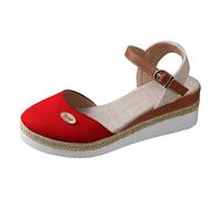 Allbestop Les Sandales Sandales Espadrilles Espagnoles pour Femmes - Chaussures Durables et Vegan. Style Classique, Tige en Toile Biologique, Semelle Intérieure Confortable, Semelle(Rouge,42)