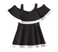 Allbestop Maillot De Bain Fille Maillot De Bain Sportif À Séchage Rapide,Robe Qui Cache Le Ventre Maillot Une Piece Maillot De Bain Bustier Maillot De Bain Jupette Fille Bas De BIK(Le Noir,14 Ans)