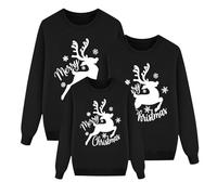 Allbestop Maman, Papa et Moi, Sweat Assorti, Pull de Noel Famille Sweat Zippé Homme Ensemble Famille Noel Tenue Mere Plaid Manche Femme Vêtements Femme Hiver(Noir,L)