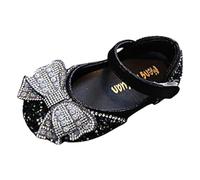 Allbestop Mary Janes Fille Sandales Mode pour Filles Modèle Élégant avec Nœud à Paillettes et Boucle Décorative Chaussures Princesse Confortables Polyvalentes Chaussure Princesse Fille(Noir,35)