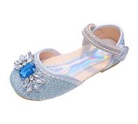 Allbestop Mary Janes Fille Sandales Mode pour Filles Nouveau Modèle Élégant avec Détails Brillants Semelle Plate Confortable Chaussures Princesse à Boucle Chaussure Princesse Fille(Bleu,35)