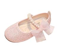 Allbestop Mary Janes Fille Sandales pour Filles, Nouveau Modèle à La Mode, Mignon et Polyvalent, Décoration avec Nœud en Perles, Fond Plat, Boucle à Crochet, Chaussures Confortables(Rouge,26)