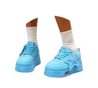 Allbestop Mocassins Femme À Plateforme Étoilée en Forme D'Étoile Chaussures Décontractées Confortables pour Marche Quotidienne Et Automne Style Moderne Et Polyvalent(Bleu,38)