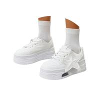 Allbestop Mocassins Femme À Plateforme Étoilée en Forme D'Étoile Chaussures Décontractées Confortables pour Marche Quotidienne Et Automne Style Moderne Et Polyvalent(Blanc,40)