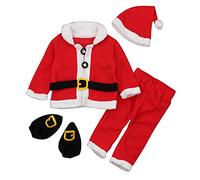 Allbestop Nouveau-Né Bébé Filles Noël Barboteuse Toddler Baby Boys Girls Christmas Santa Outwear Fleece Warm Cosplay Set Outfits Clothes(Rouge,0-6 mois)
