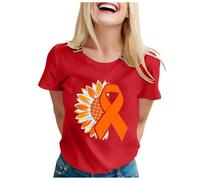 Allbestop Octobre Rose Haut Femme, Femme Cancer du Sein T Shirt Cancer du Sein Cœur Rose Ruban Tshirt Tee Shirt Octobre pour Tee(Rouge,XXL)