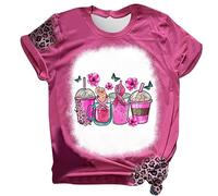 Allbestop Octobre Rose Top Femme Ete, Octobre Cancer Ruban Rose Cancer du Sein Tee Shirt Anti UV Femme, Contre Le du Sein T Shirt(Rouge,L)