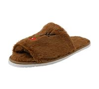 Allbestop Plateforme pour Sandales Pantoufles de Peluche d'orteil Ouvert de Peluche Commerce extérieur klaxon Noël Botte Compatible with Moto dans Auto Et Compatible with Moto(Marron,47)