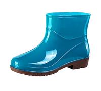 Allbestop Protège Chaussures Pluie, Boots Femme Bottes Caoutchouc Fourrées Femme Bottines Bout Rond Botas à Plateforme de Talon Carré Para Mujer Bottes Mi-Mollet Chaussures Hiver(Bleu ciel,41)