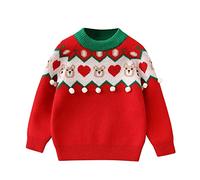 Allbestop Pull Noël Enfant Noël Barboteuses en Tricot,Pull Moche Enfant Noel Sweat Enfant 12 Ans Cardigan Fille 10 Ans Bonnet Personnalisé Sweat Bebe Vetement Poupon 36 Cm(Rouge-2,2-3 Ans)