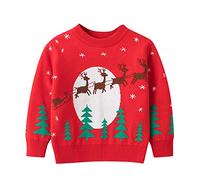Allbestop Pull Noel Enfant Sweat-Shirt Retro,Pull Enfant Garcon 10 Ans Cadeau Ado Garçon 14 Ans Cardigan Bebe Garcon Sweatshirt Garcon 8 Ans Pull Garcon 12 Ans Cadeau Belle Soeur(1-Rouge,5-6 Ans)